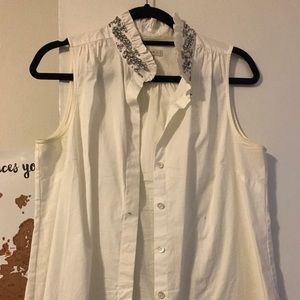 Button down jeweled tank shirt